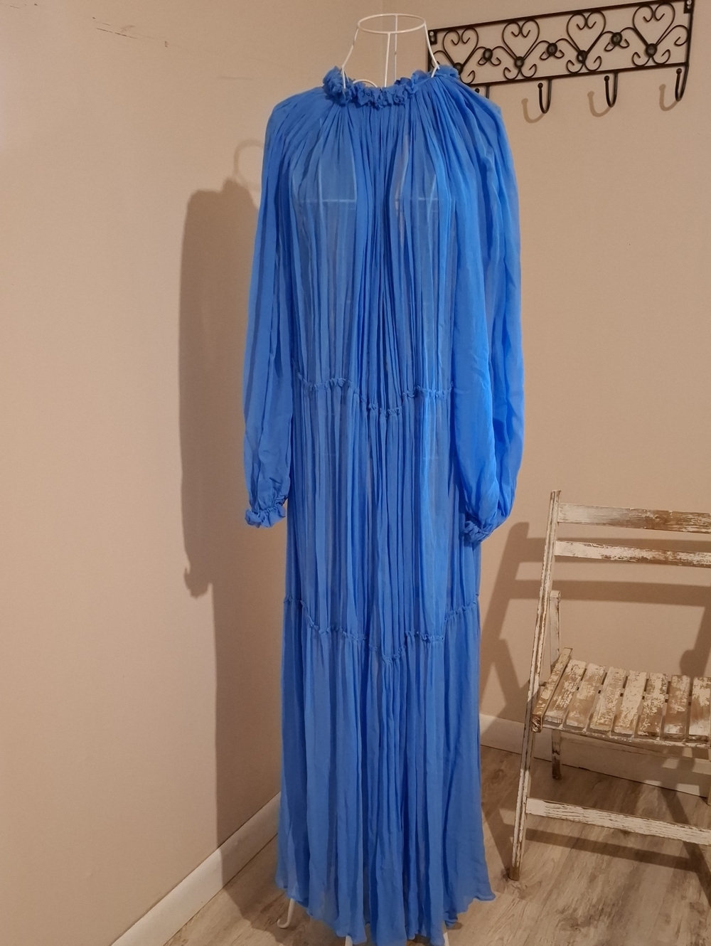 Zadig & Voltaire Electric Blue Long-Sleeve Tiered Maxi Dress